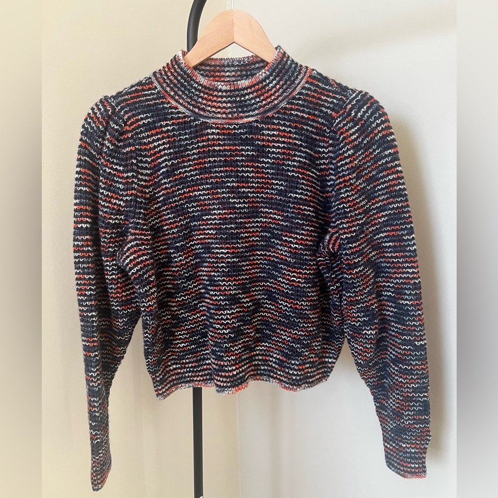 Nordstrom Treasure & Bond Cropped Wool Blend Seater With Puff Sleeves
